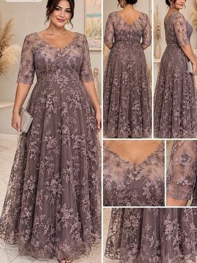 Formal Dress Floral Lace Maxi Dress Size Large NWT